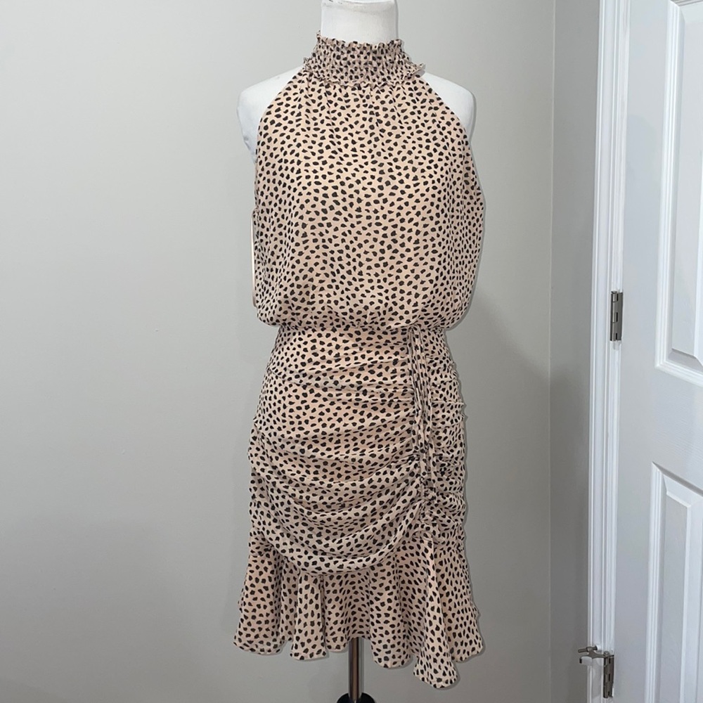 Cream cheetah print dress